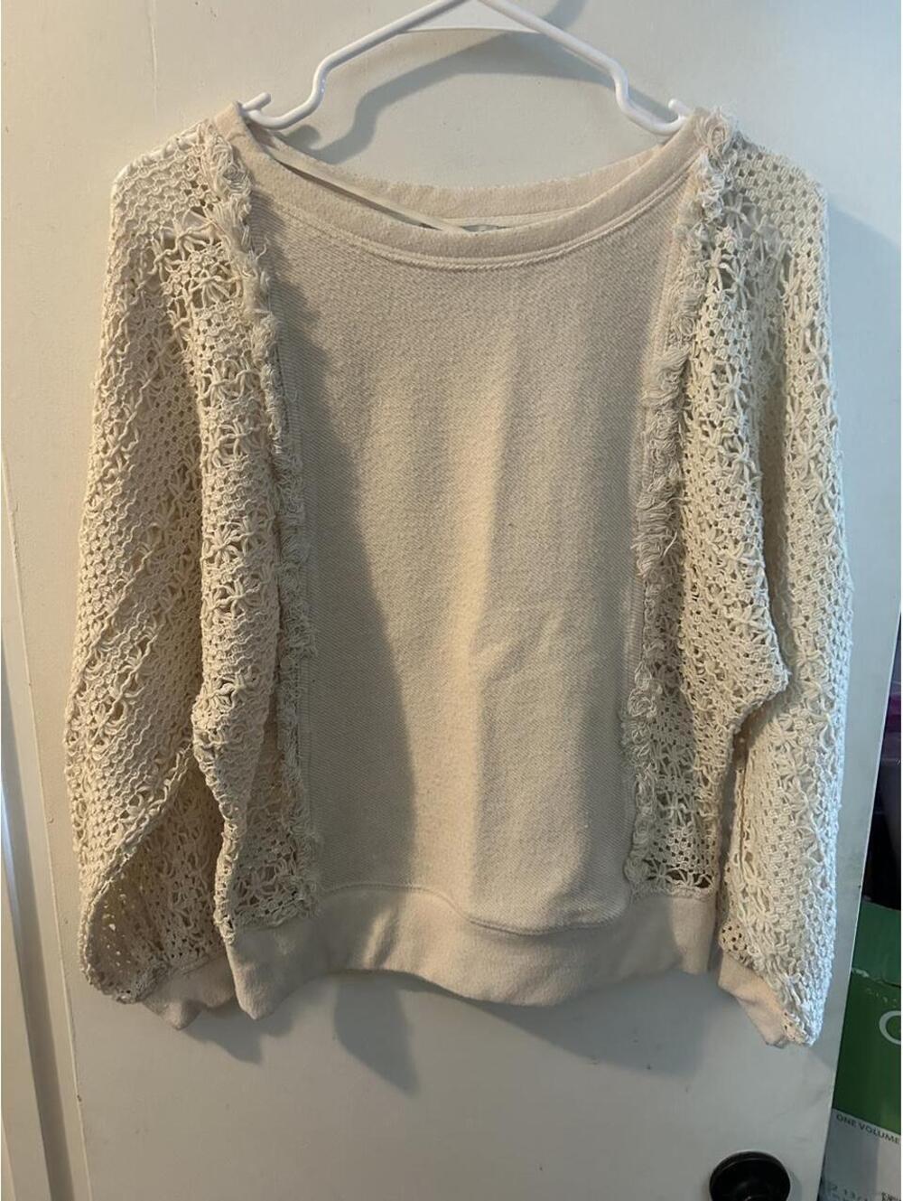 See and Be Seen Cream lace trim sweatshirt Size S